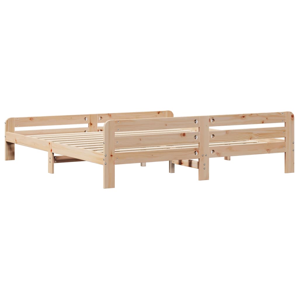 Solid Pine Wood Bed Frame 200x200 cm - Sturdy & Elegant Design