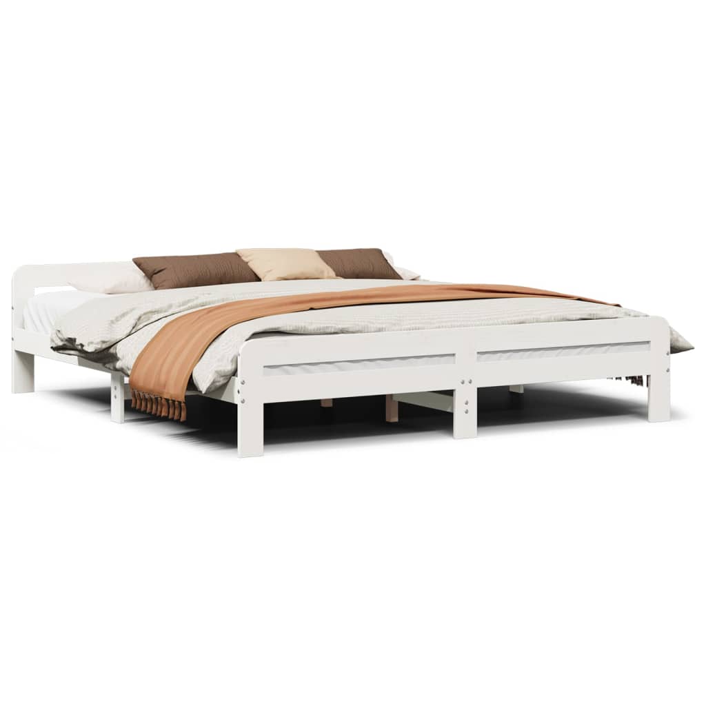 Super King Solid Pine Bed Frame 180x200 cm - White Finish