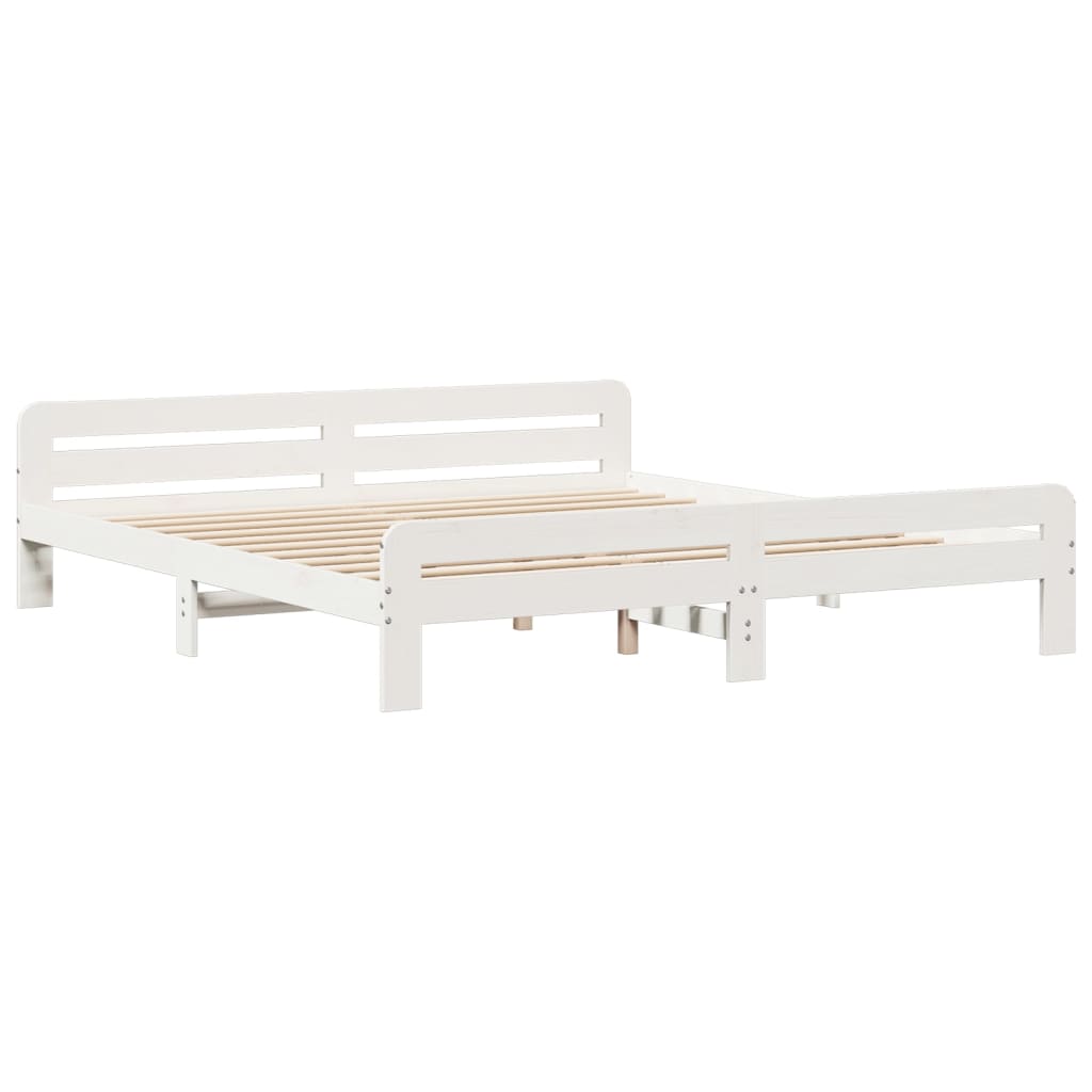Super King Solid Pine Bed Frame 180x200 cm - White Finish