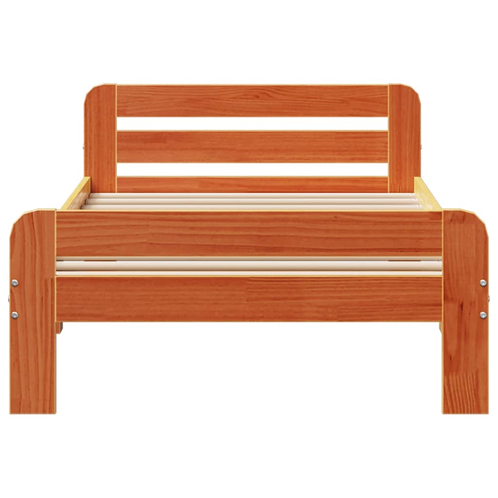 Wax Brown Solid Pine Bed Frame 90x200 cm - No Mattress Included