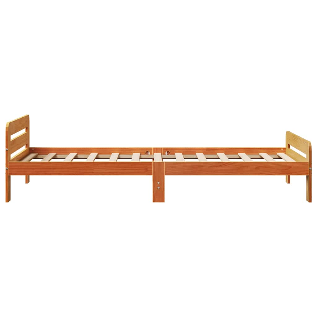 Wax Brown Solid Pine Bed Frame 90x200 cm - No Mattress Included