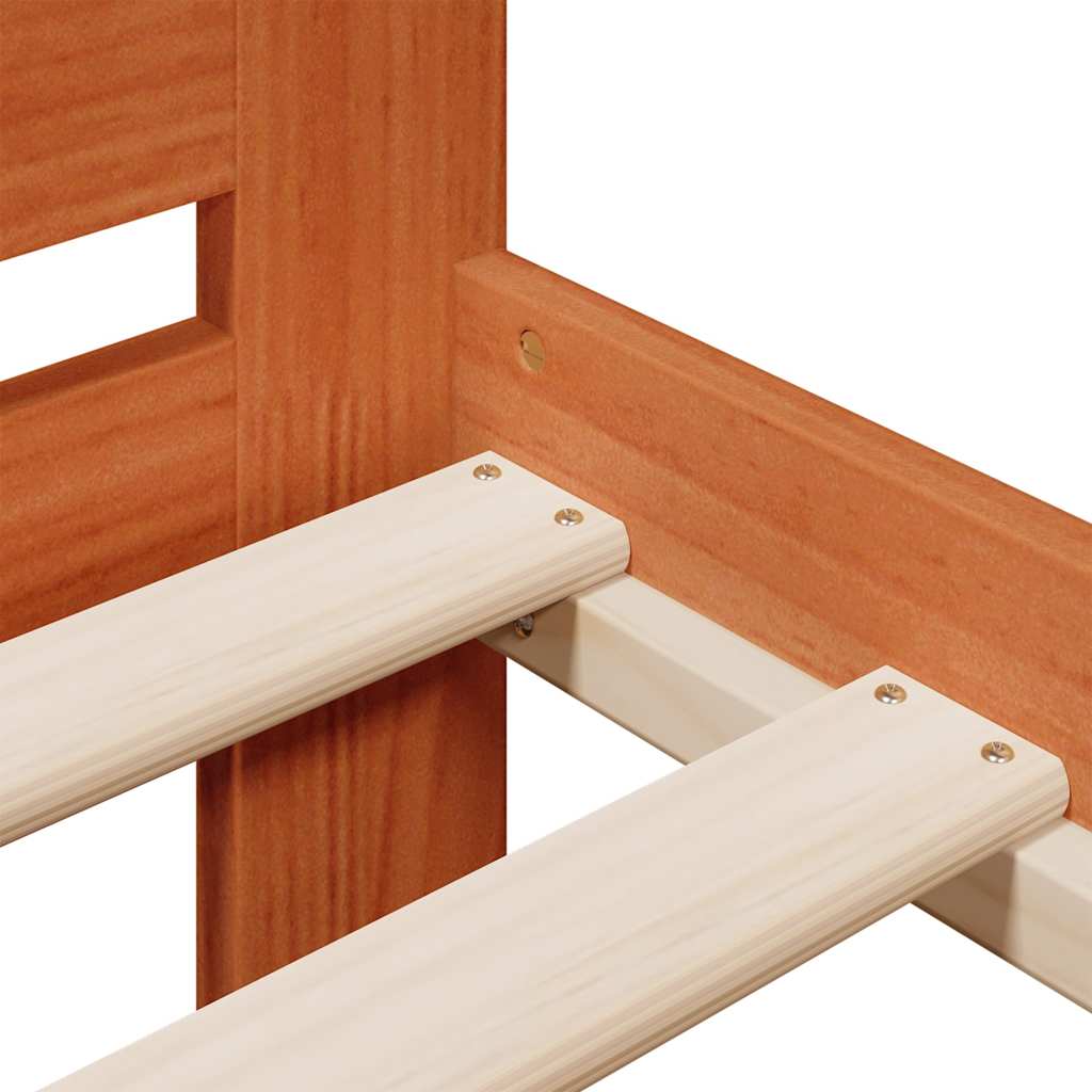 Wax Brown Solid Pine Bed Frame 90x200 cm - No Mattress Included