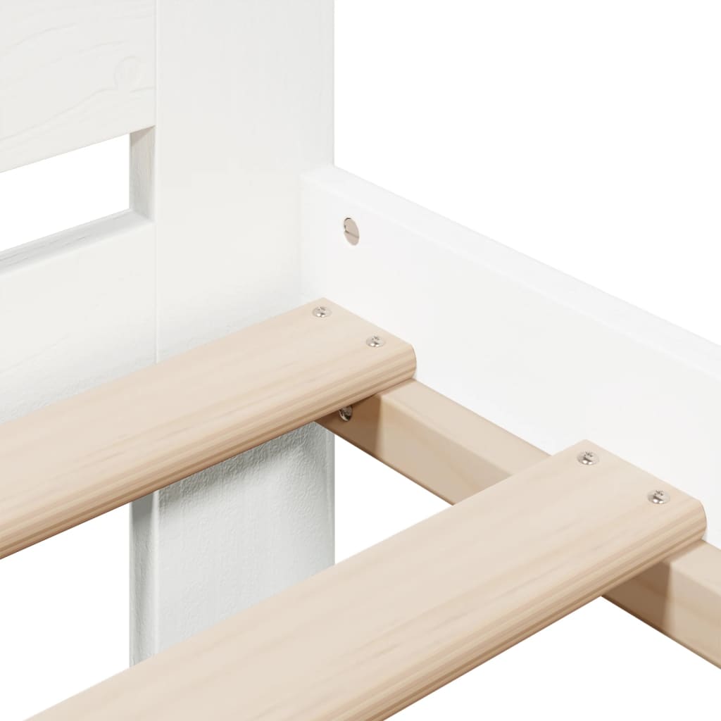 Solid Pine Wood Bed Frame, White, 140x190 cm - No Mattress Included