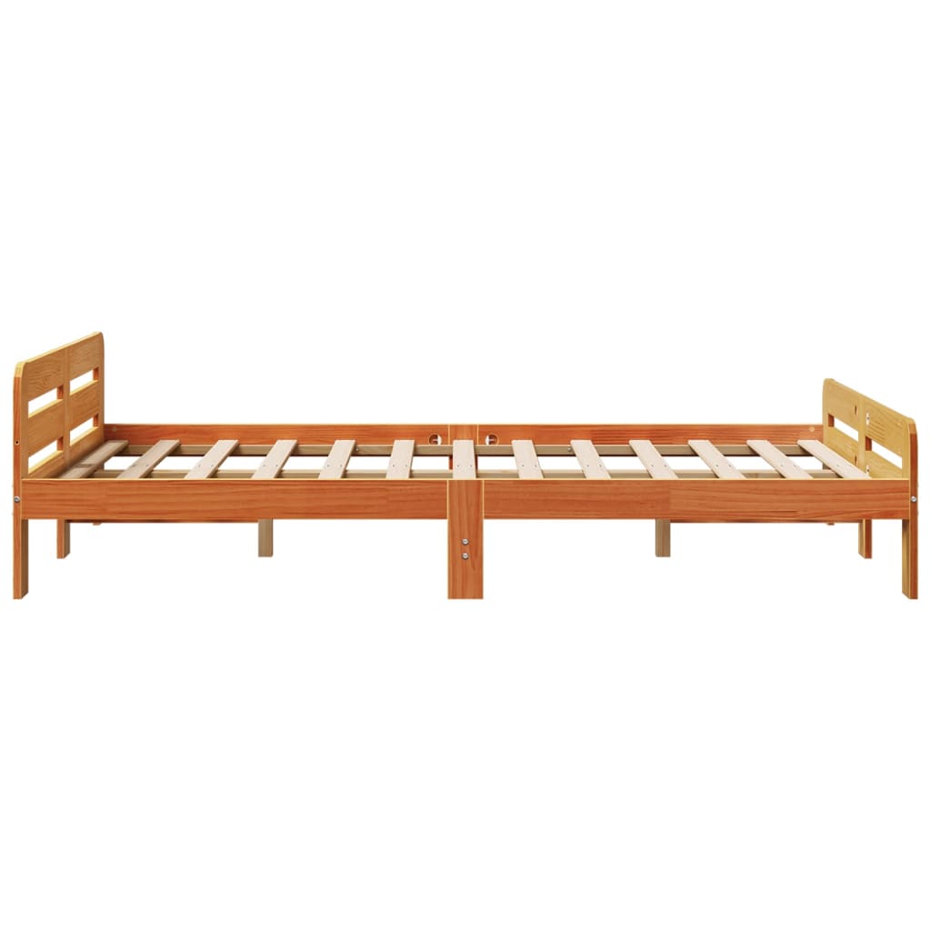 Solid Pine Bed Frame, Wax Brown, 135x190 cm Double Size