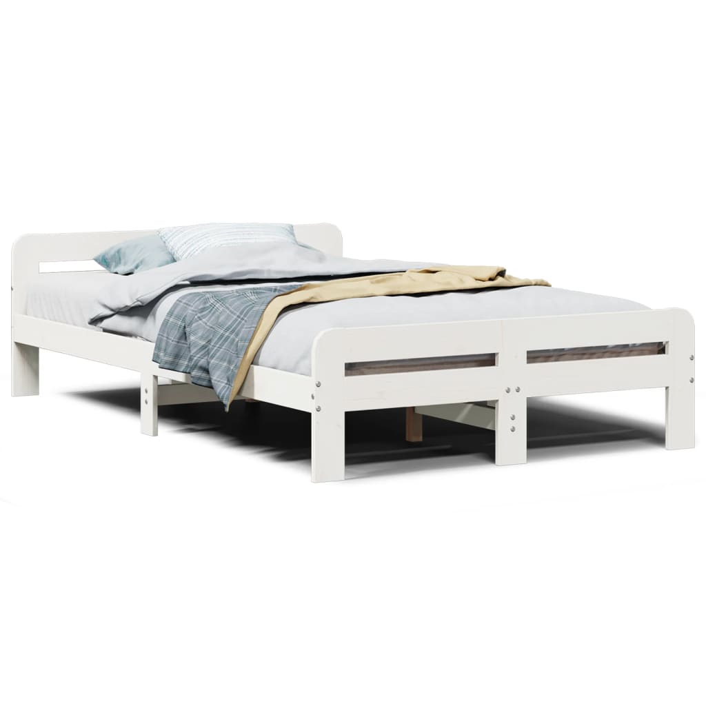 White Solid Pine Bed Frame 120x190 cm Small Double, No Mattress