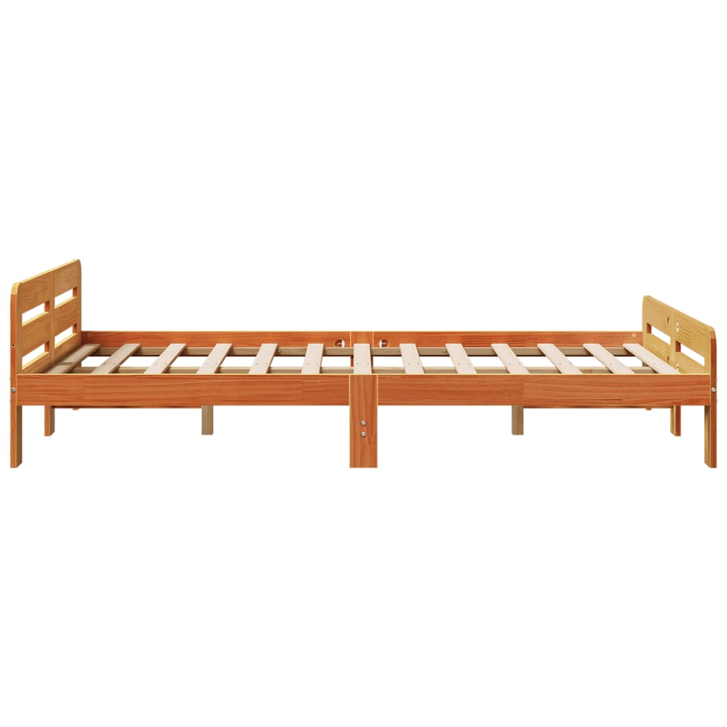 Solid Pine Wood Bed Frame Wax Brown 120x190 cm Small Double