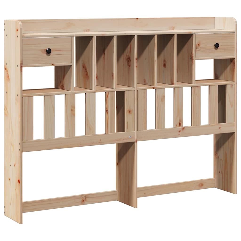 Solid Pine Headboard with Storage 160cm - Natural Wood Finish