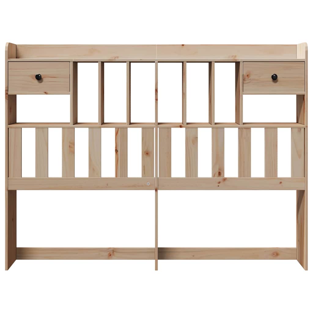 Solid Pine Headboard with Storage 160cm - Natural Wood Finish