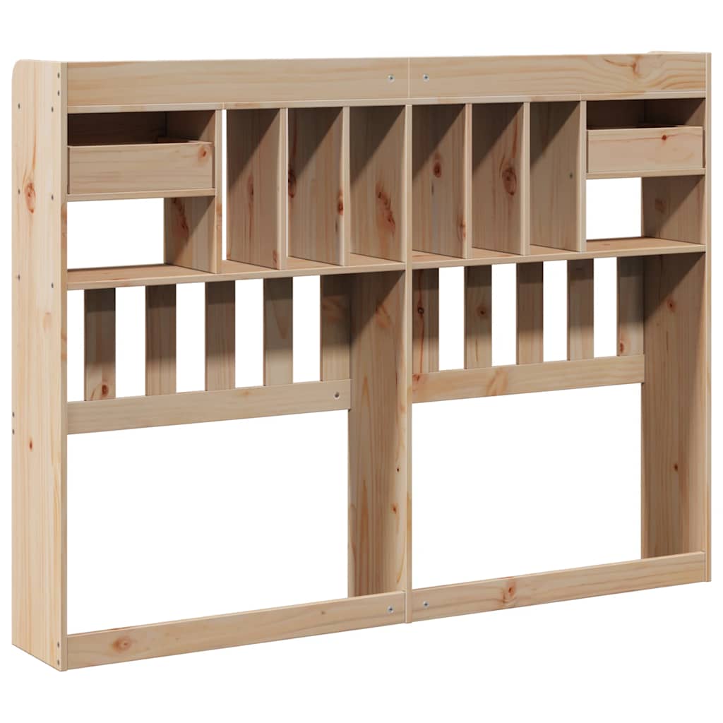 Solid Pine Headboard with Storage 160cm - Natural Wood Finish