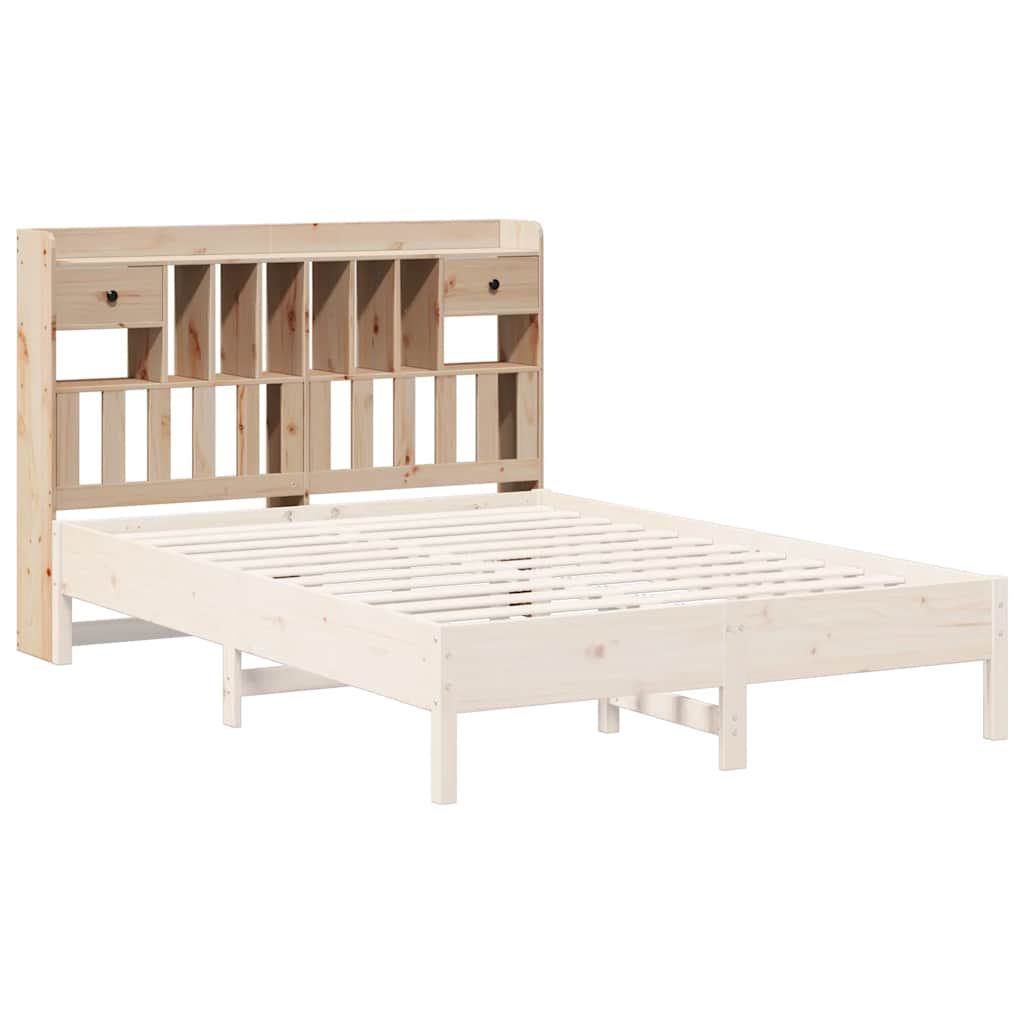 Solid Pine Headboard with Storage 160cm - Natural Wood Finish
