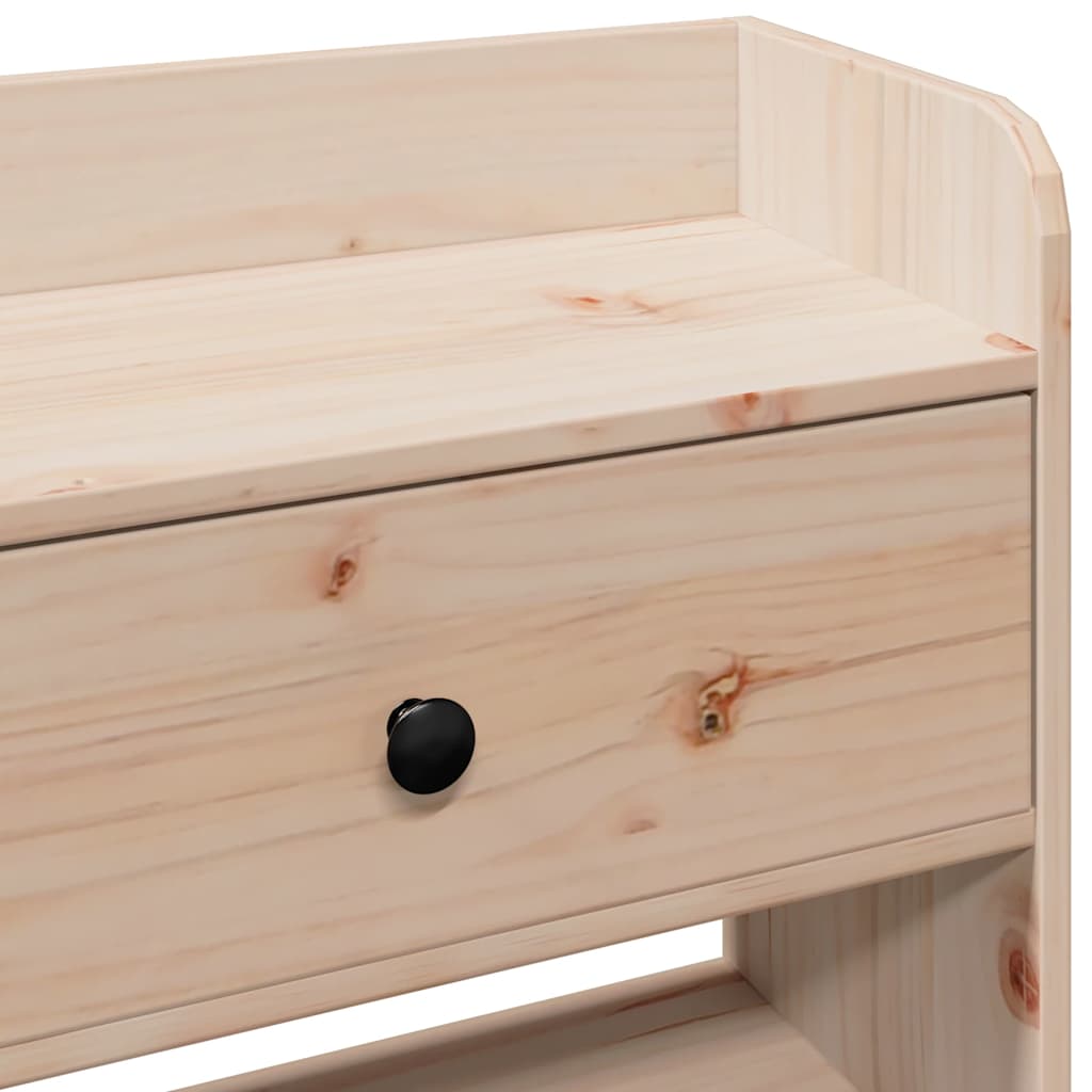 Solid Pine Headboard with Storage 160cm - Natural Wood Finish