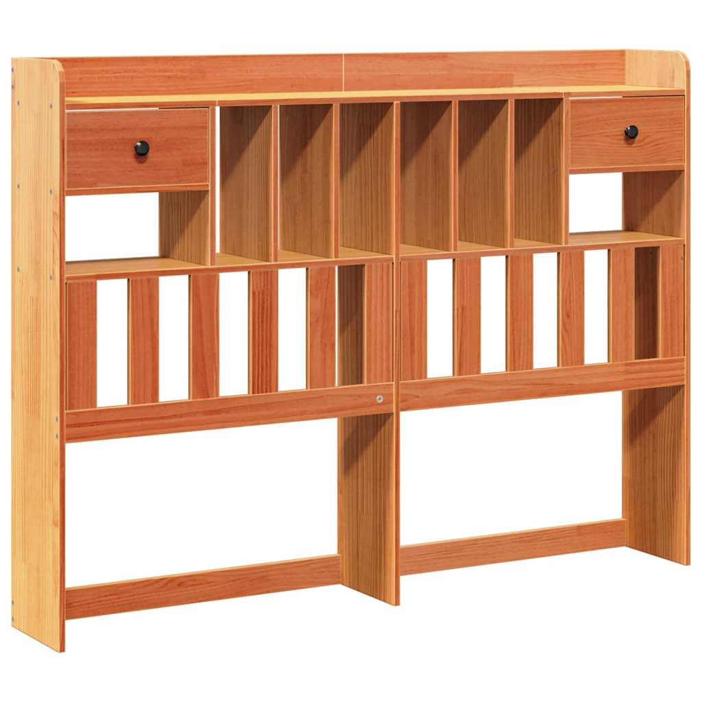 Wax Brown Solid Pine Headboard with Storage - 160 cm