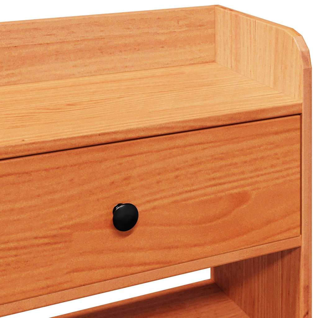 Wax Brown Solid Pine Headboard with Storage - 160 cm