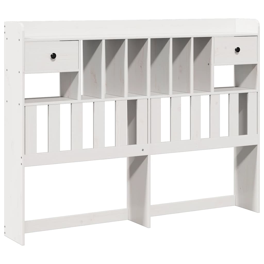 White Solid Pine Wood Headboard with Storage, 150 cm