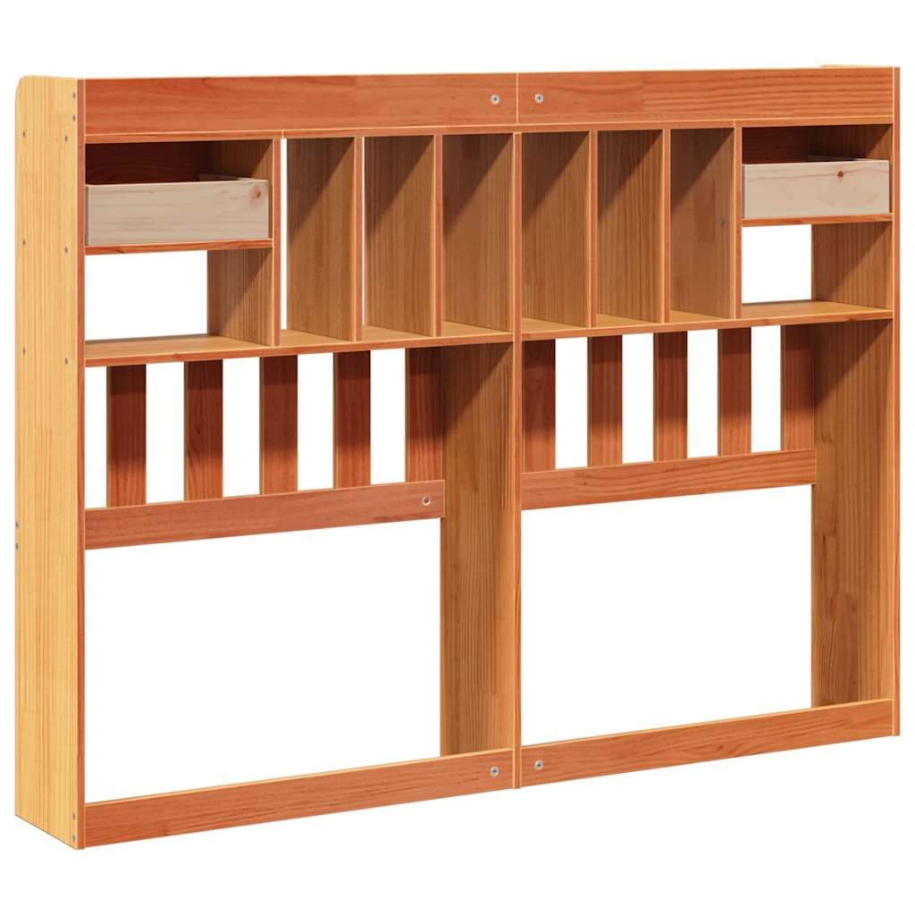 Solid Pine Wood Headboard with Storage, Wax Brown, 150 cm