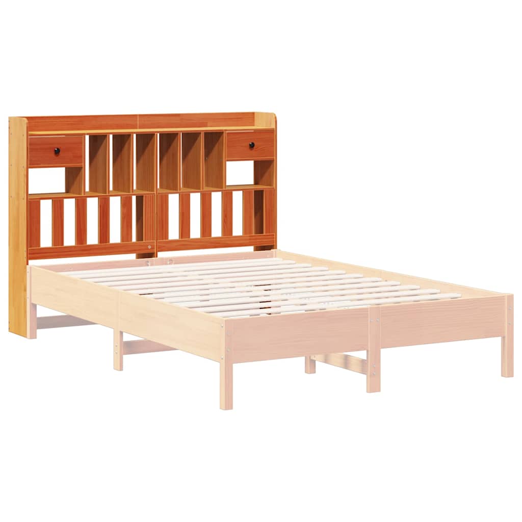 Solid Pine Wood Headboard with Storage, Wax Brown, 150 cm
