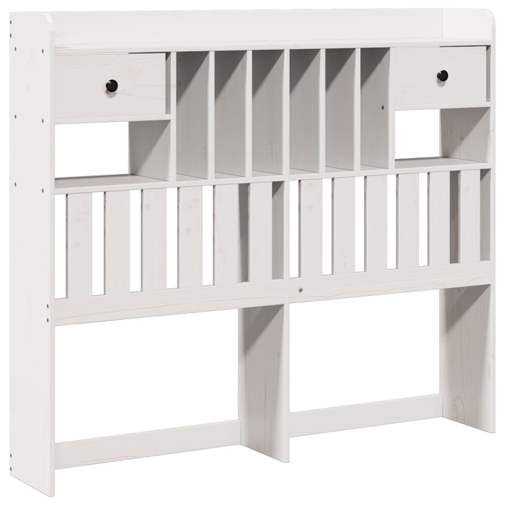 White Solid Pine Headboard with Storage 135 cm - Stylish & Practical