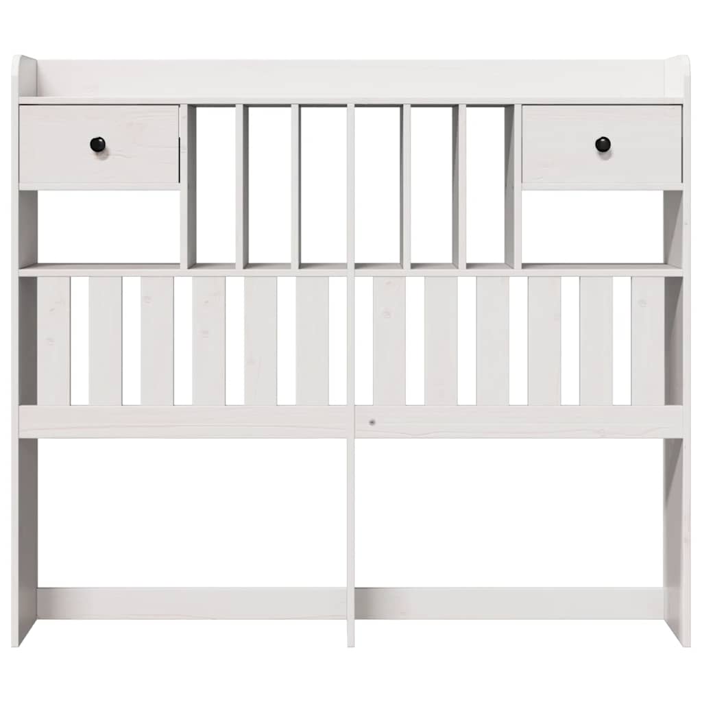 White Solid Pine Headboard with Storage 135 cm - Stylish & Practical