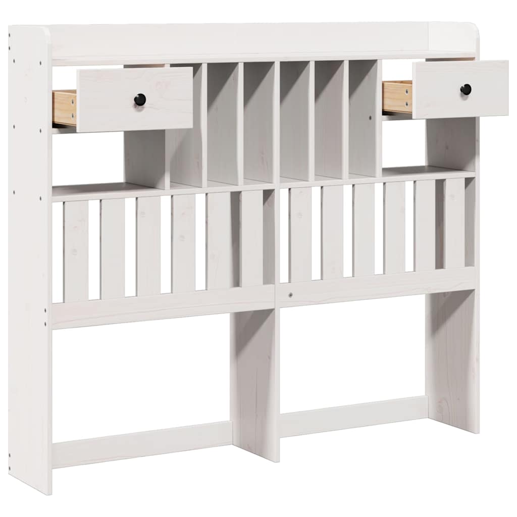 White Solid Pine Headboard with Storage 135 cm - Stylish & Practical