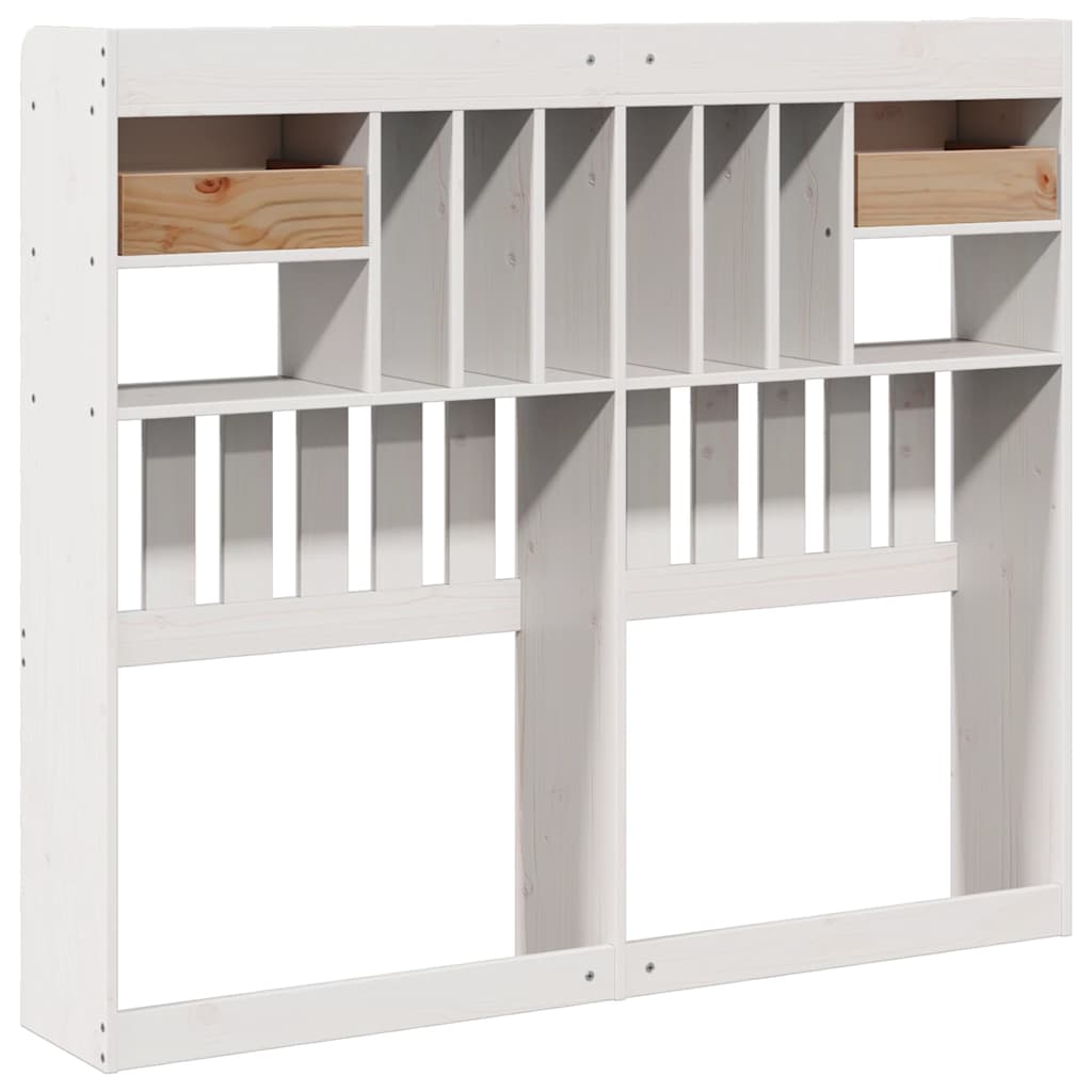 White Solid Pine Headboard with Storage 135 cm - Stylish & Practical