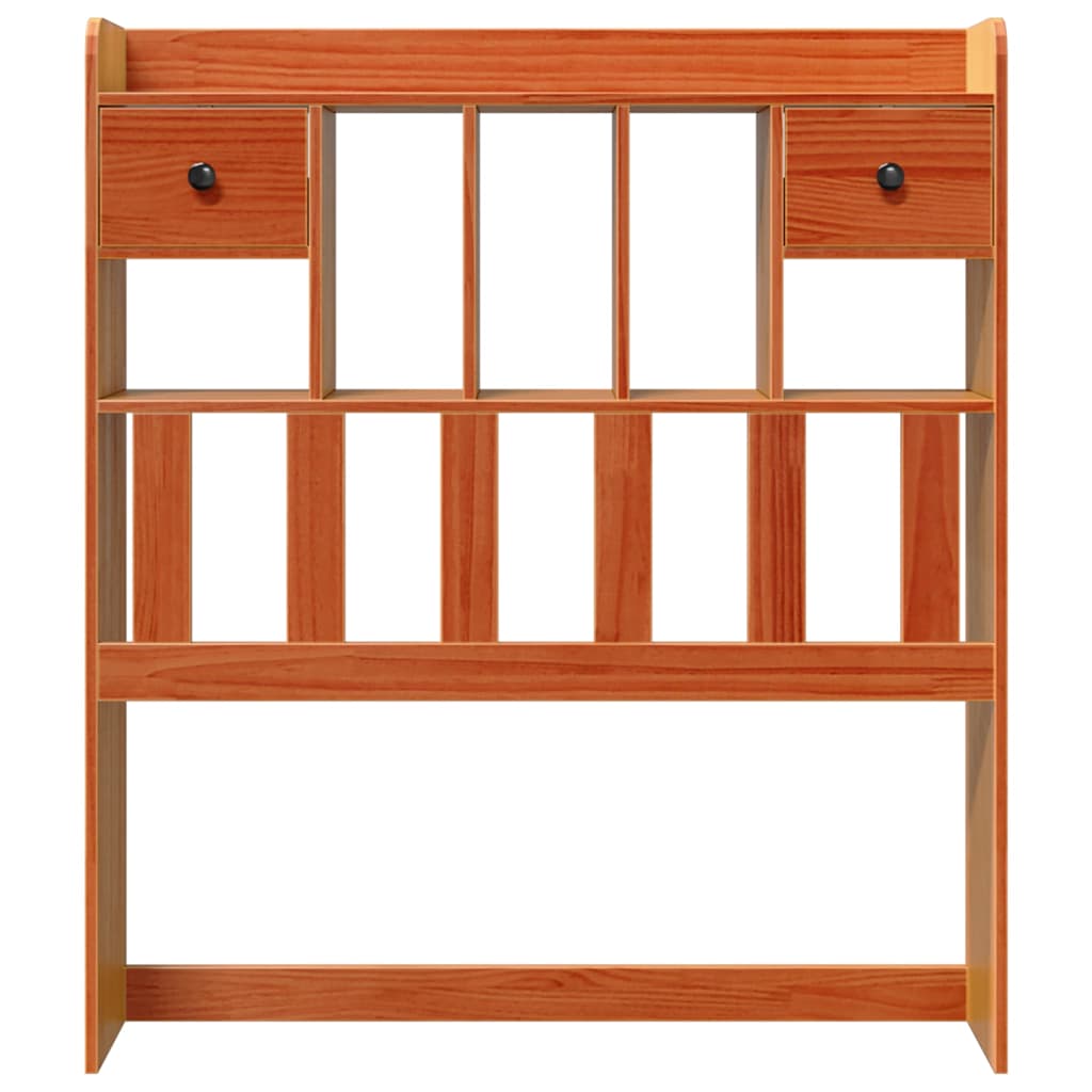 Solid Pine Brown Headboard with Storage, 100 cm Wax Finish
