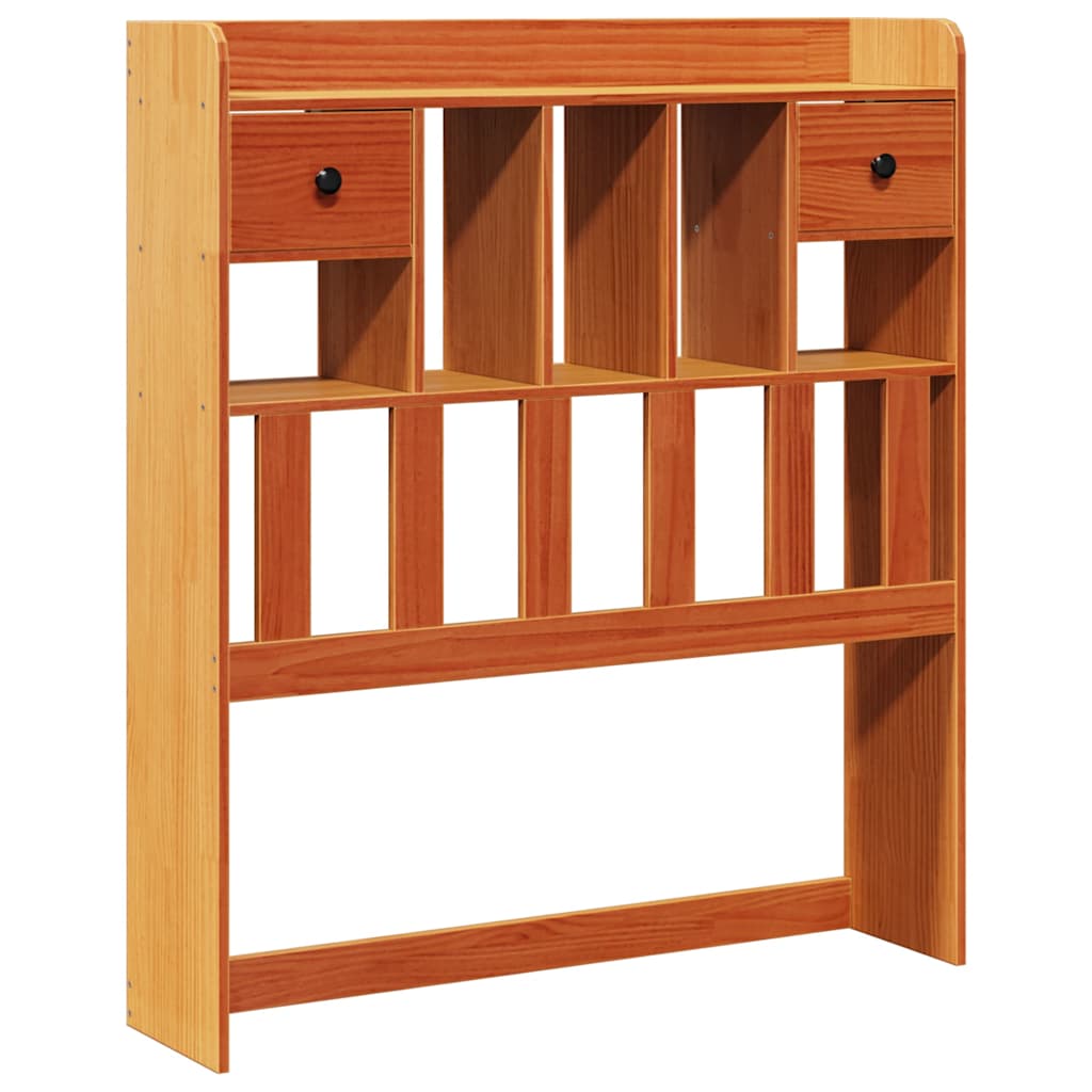 Solid Pine Headboard with Storage, Wax Brown, 90 cm