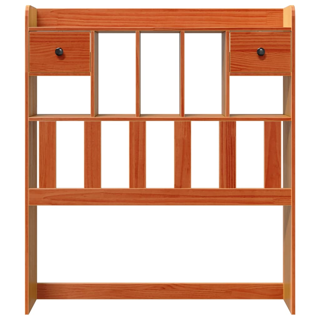 Solid Pine Headboard with Storage, Wax Brown, 90 cm