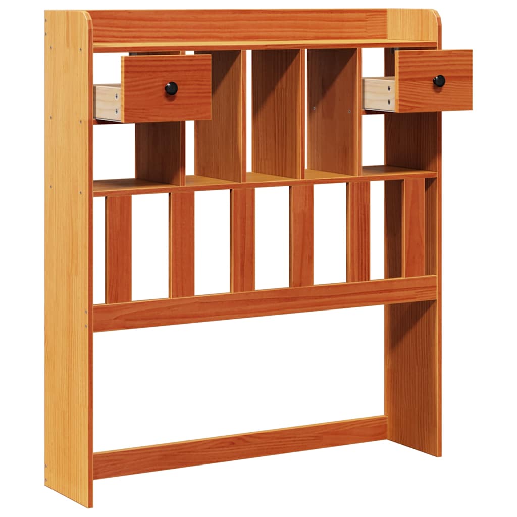 Solid Pine Headboard with Storage, Wax Brown, 90 cm