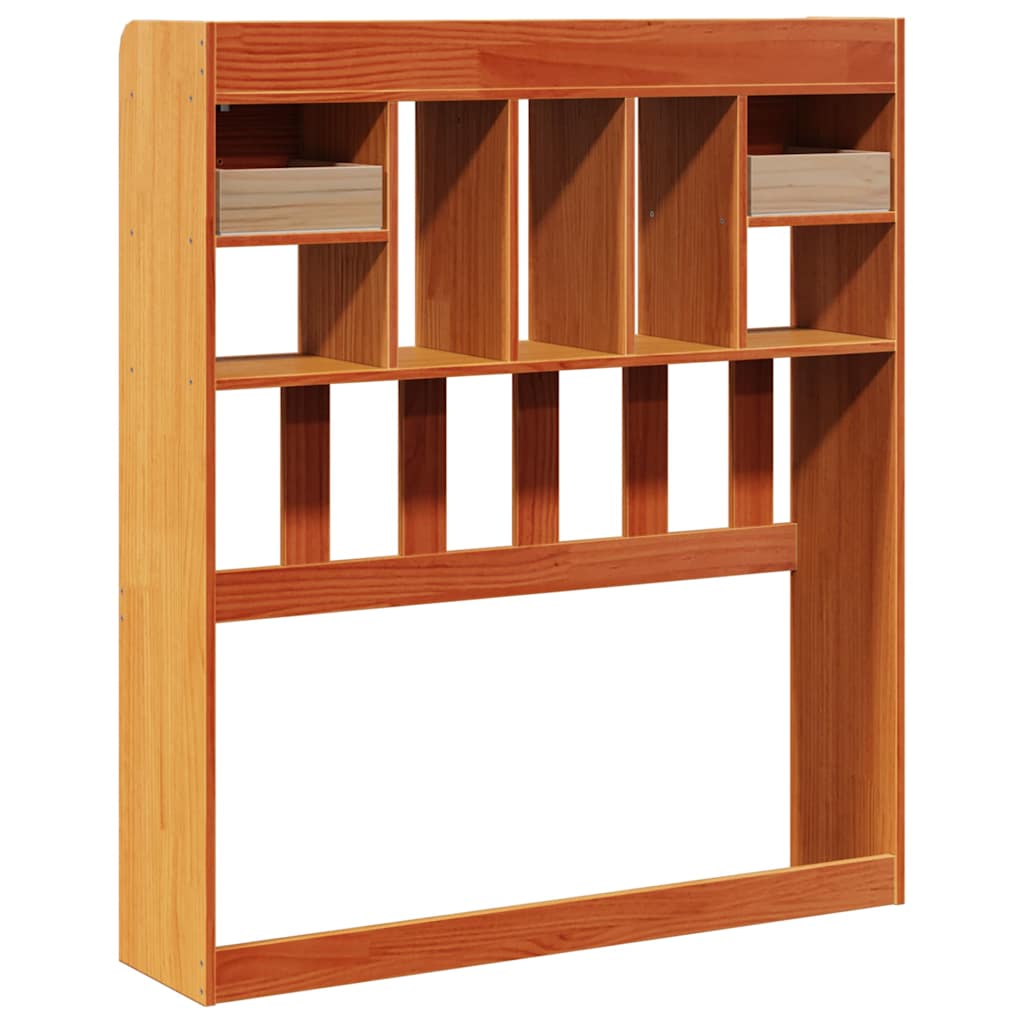 Solid Pine Headboard with Storage, Wax Brown, 90 cm