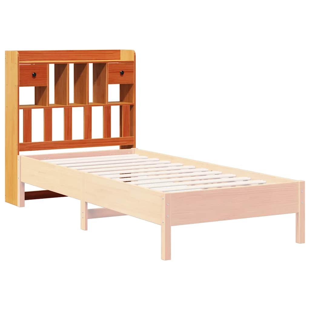Solid Pine Headboard with Storage, Wax Brown, 90 cm