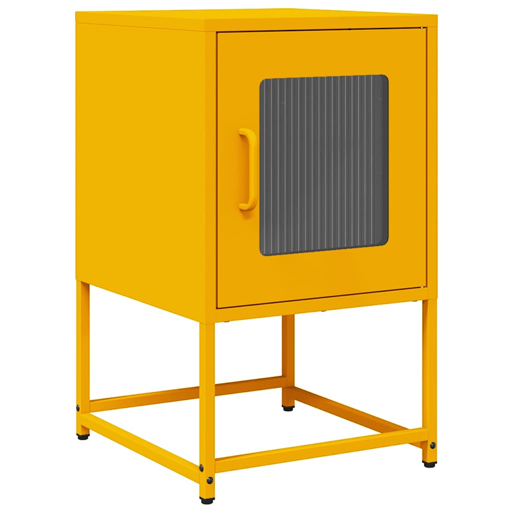 Mustard Yellow Bedside Cabinet - Cold-Rolled Steel 36x39x60.5 cm