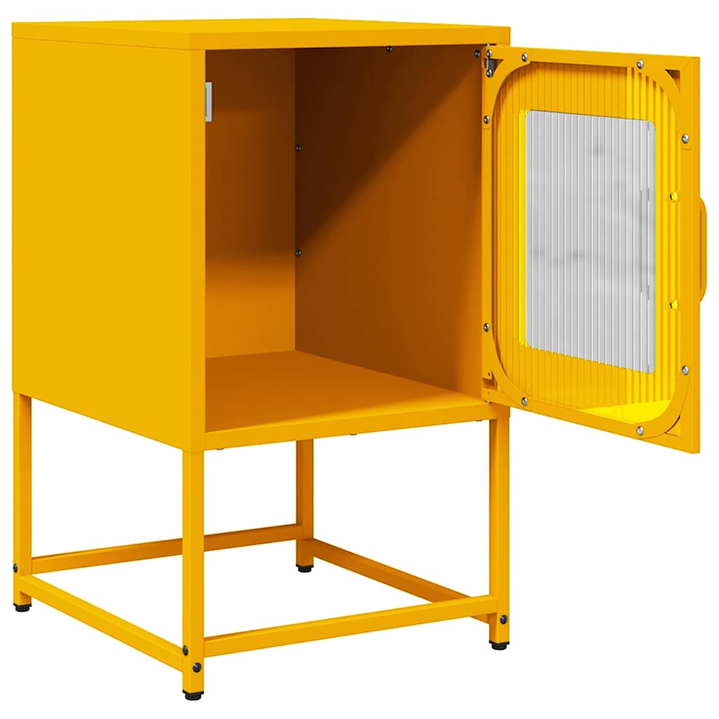 Mustard Yellow Bedside Cabinet - Cold-Rolled Steel 36x39x60.5 cm
