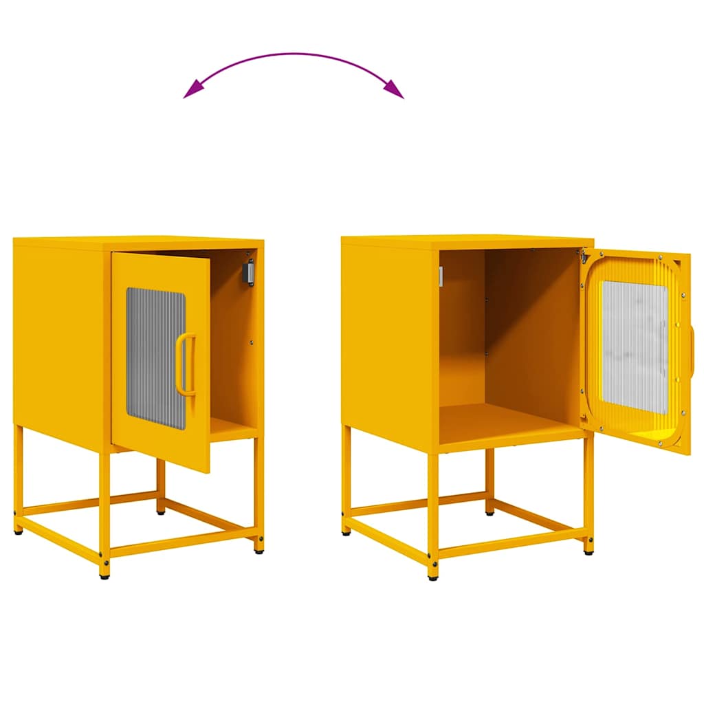 Mustard Yellow Bedside Cabinet - Cold-Rolled Steel 36x39x60.5 cm