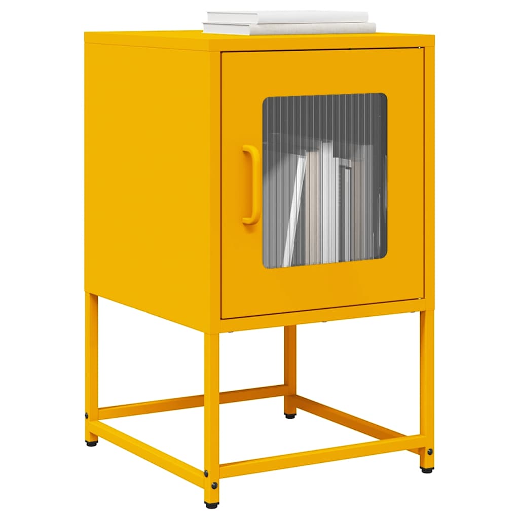 Mustard Yellow Bedside Cabinet - Cold-Rolled Steel 36x39x60.5 cm