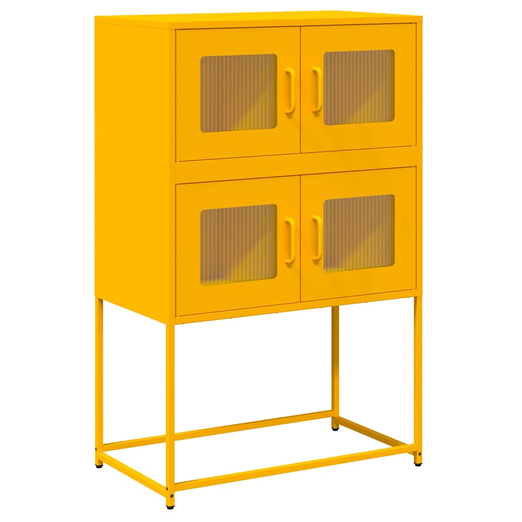 Mustard Yellow Steel Highboard, 68x39x107 cm - Stylish Storage Solution