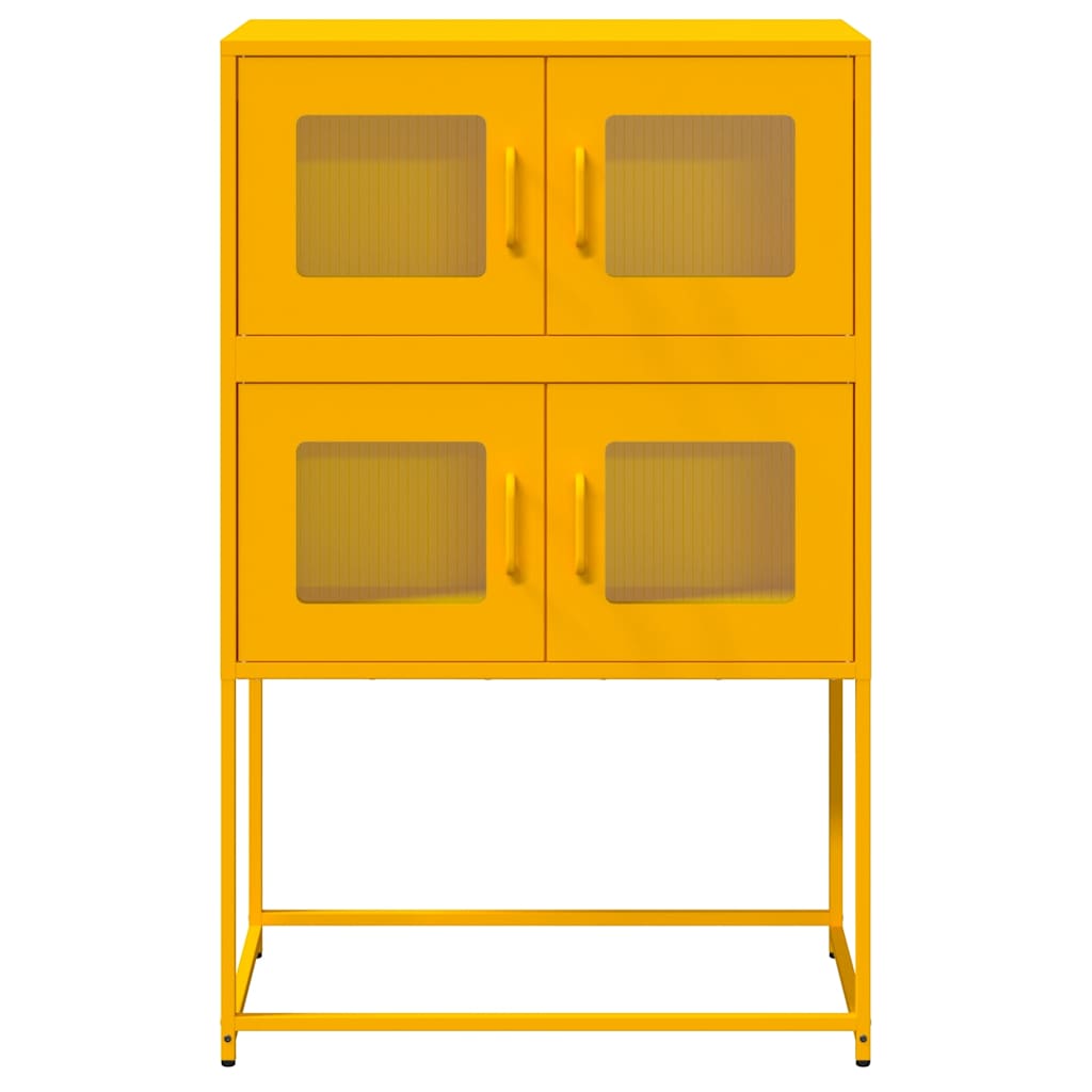 Mustard Yellow Steel Highboard, 68x39x107 cm - Stylish Storage Solution