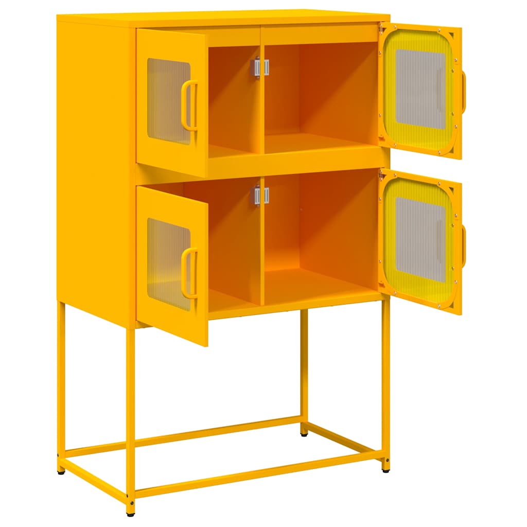 Mustard Yellow Steel Highboard, 68x39x107 cm - Stylish Storage Solution