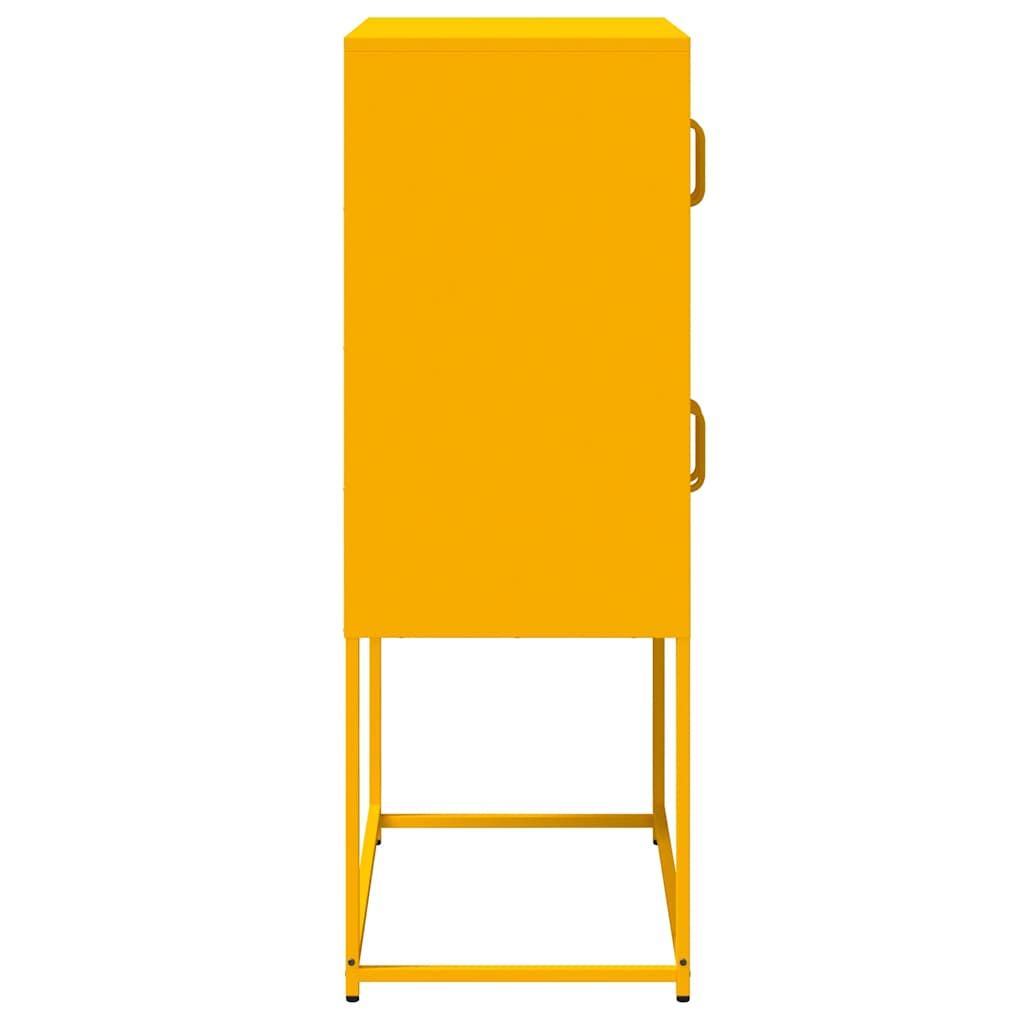 Mustard Yellow Steel Highboard, 68x39x107 cm - Stylish Storage Solution