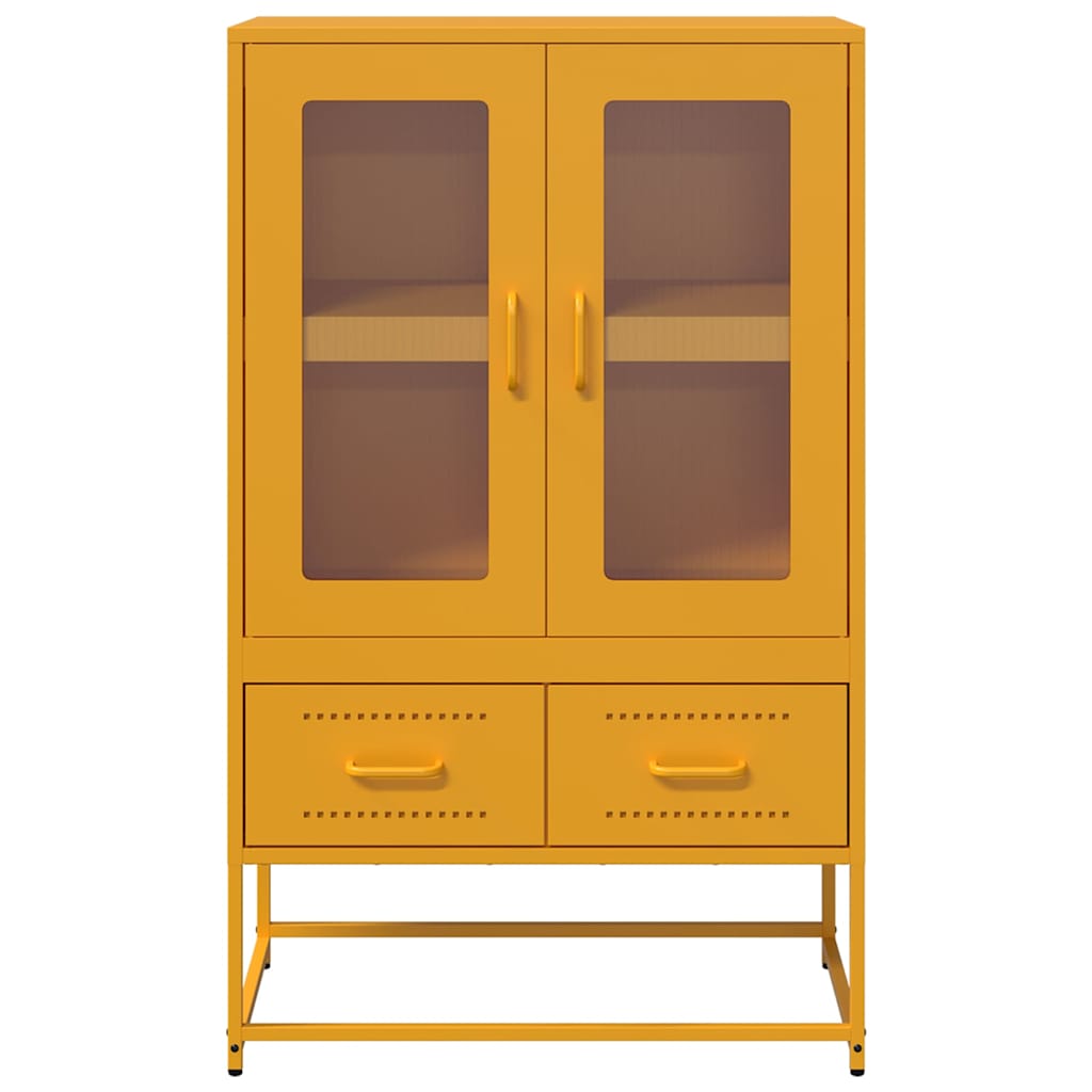 Mustard Yellow Steel Highboard, 68x39x111.5 cm - Stylish Storage Solution