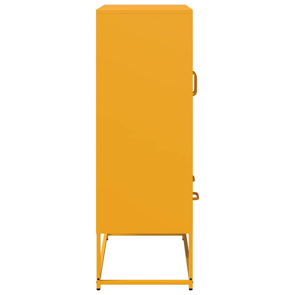 Mustard Yellow Steel Highboard, 68x39x111.5 cm - Stylish Storage Solution