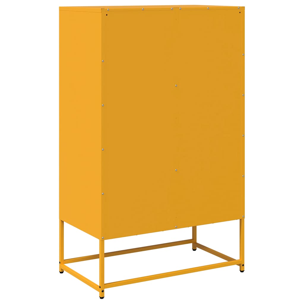 Mustard Yellow Steel Highboard, 68x39x111.5 cm - Stylish Storage Solution