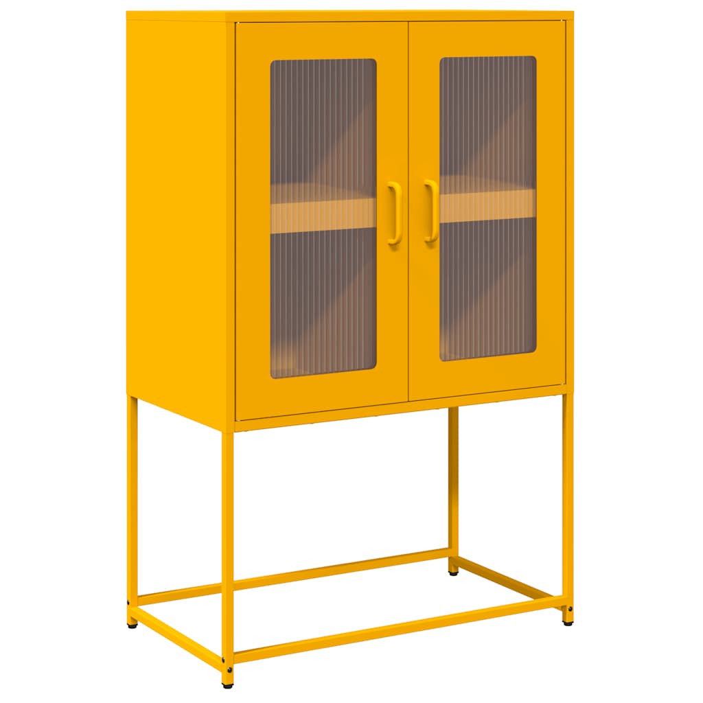 Mustard Yellow Steel Highboard 68x39x107 cm - Sleek Storage Solution