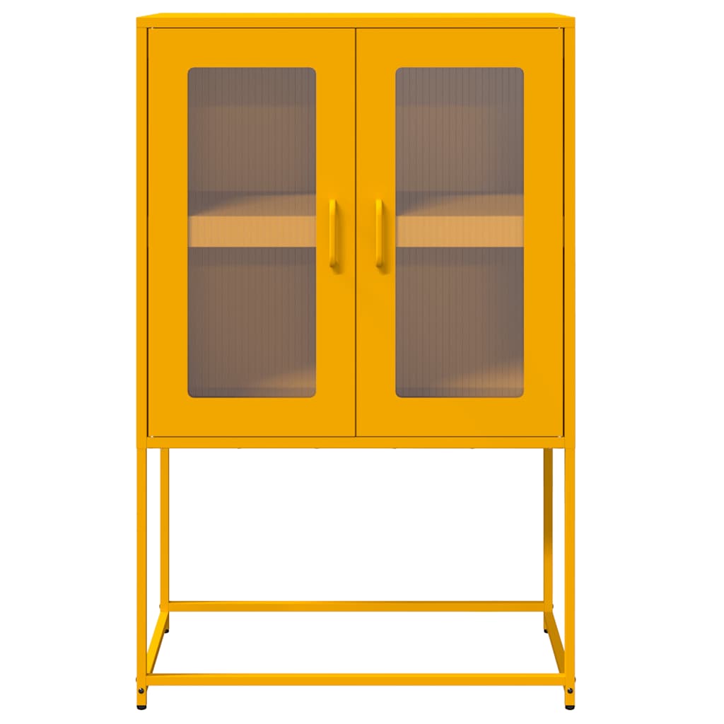 Mustard Yellow Steel Highboard 68x39x107 cm - Sleek Storage Solution