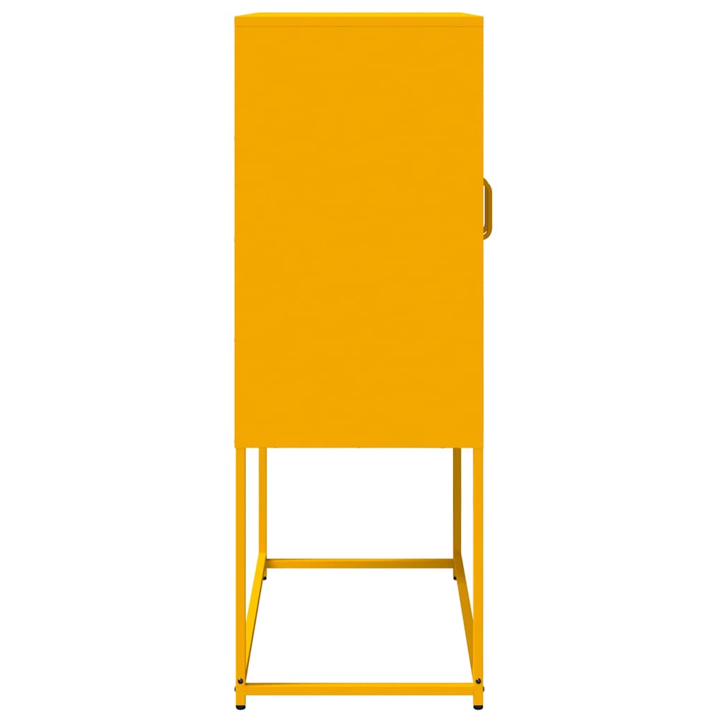 Mustard Yellow Steel Highboard 68x39x107 cm - Sleek Storage Solution