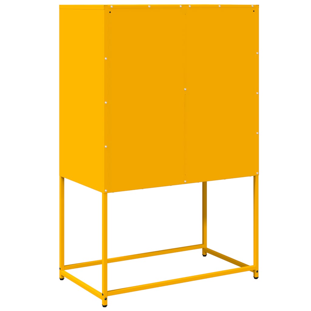 Mustard Yellow Steel Highboard 68x39x107 cm - Sleek Storage Solution