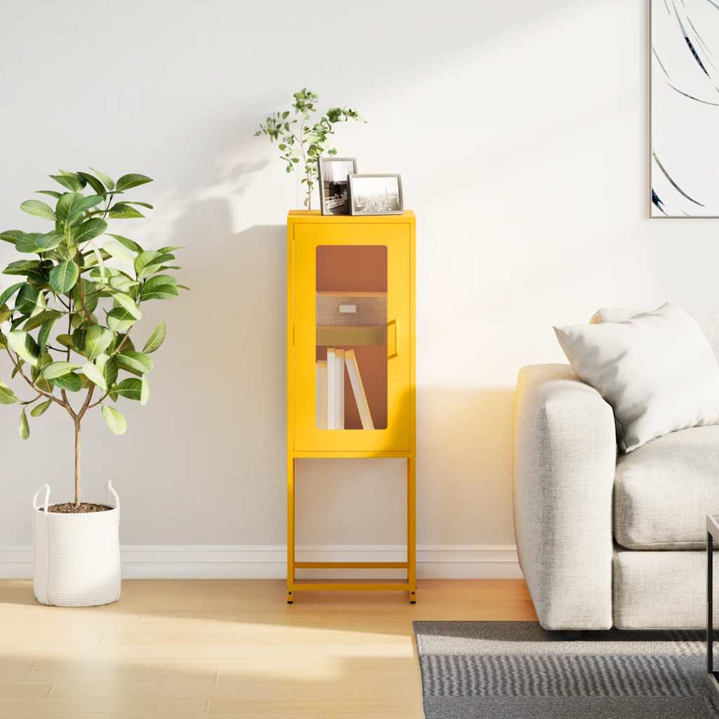 Mustard Yellow Steel Sideboard 36x39x107 cm – Stylish Storage Solution