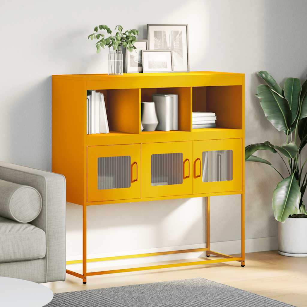 Mustard Yellow Steel Sideboard 100.5x39x107 cm