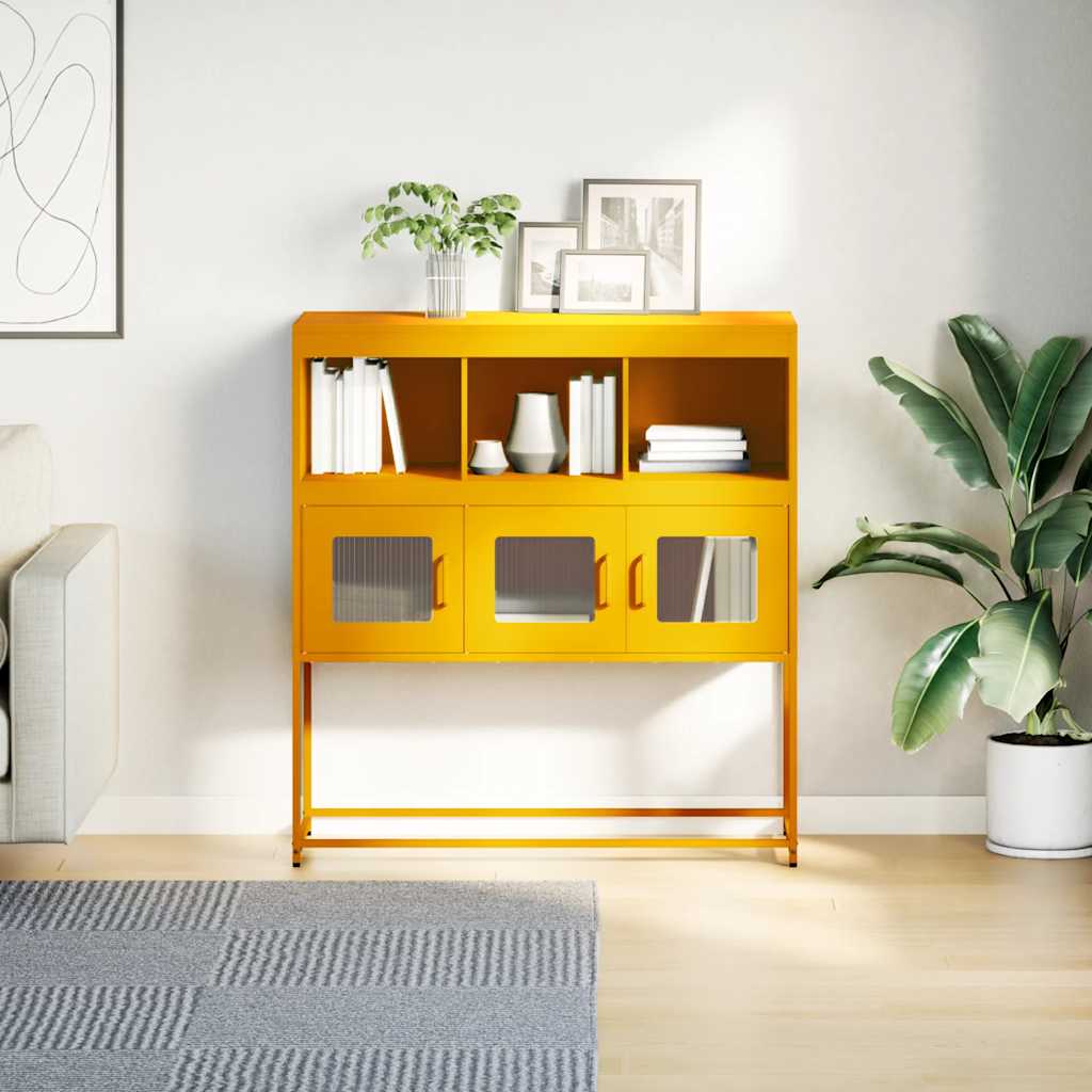 Mustard Yellow Steel Sideboard 100.5x39x107 cm
