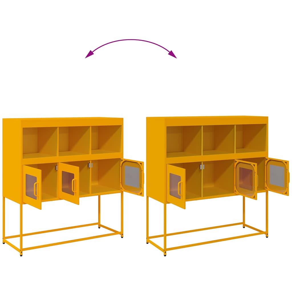 Mustard Yellow Steel Sideboard 100.5x39x107 cm