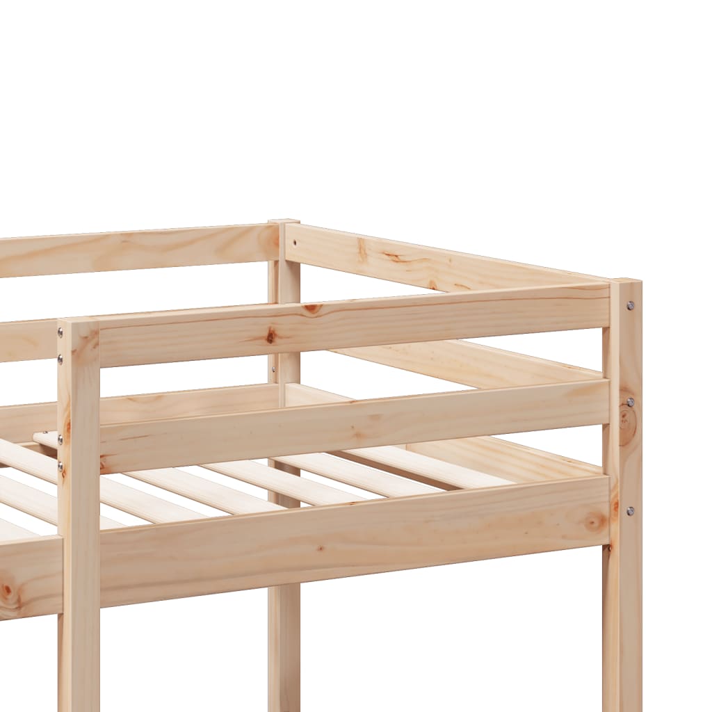 Loft Bed Frame with Desk and Shelves 90x200cm Solid Wood Pine